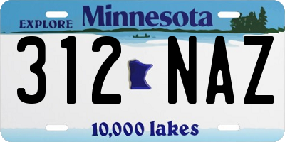 MN license plate 312NAZ