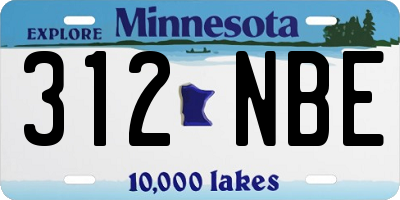 MN license plate 312NBE