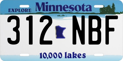 MN license plate 312NBF