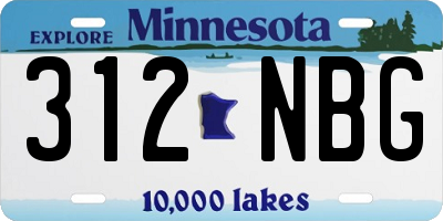 MN license plate 312NBG