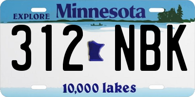 MN license plate 312NBK