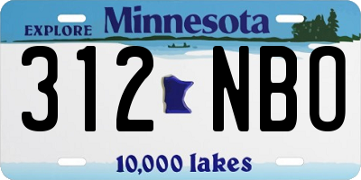 MN license plate 312NBO