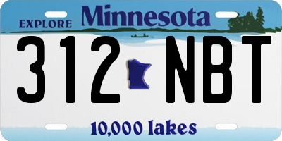 MN license plate 312NBT