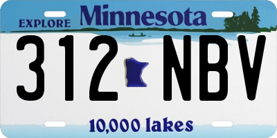 MN license plate 312NBV