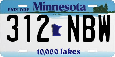 MN license plate 312NBW