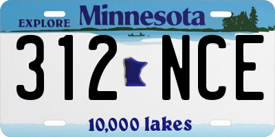MN license plate 312NCE