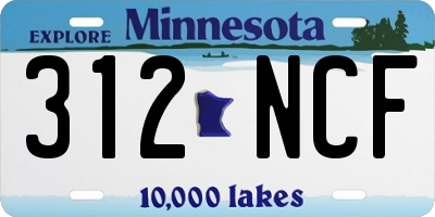 MN license plate 312NCF
