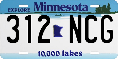 MN license plate 312NCG