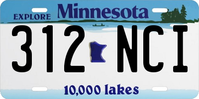 MN license plate 312NCI