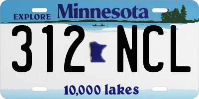 MN license plate 312NCL