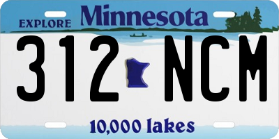 MN license plate 312NCM