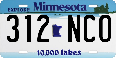 MN license plate 312NCO