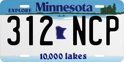 MN license plate 312NCP