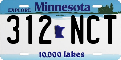 MN license plate 312NCT