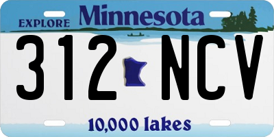 MN license plate 312NCV