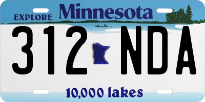 MN license plate 312NDA
