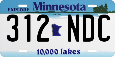 MN license plate 312NDC
