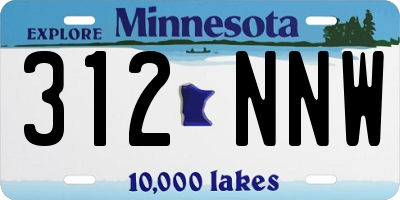 MN license plate 312NNW