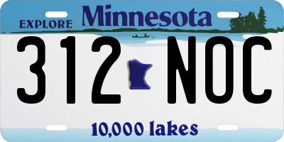 MN license plate 312NOC
