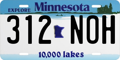 MN license plate 312NOH
