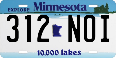 MN license plate 312NOI