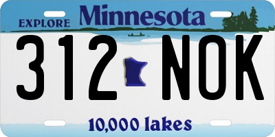 MN license plate 312NOK