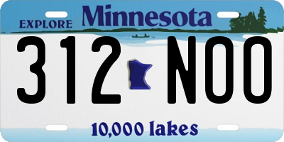 MN license plate 312NOO