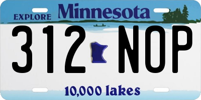 MN license plate 312NOP