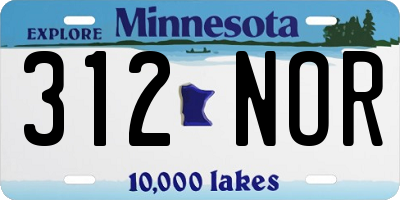 MN license plate 312NOR