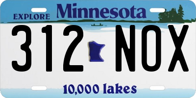MN license plate 312NOX