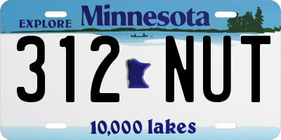 MN license plate 312NUT