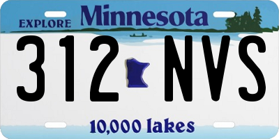 MN license plate 312NVS