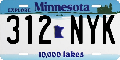 MN license plate 312NYK