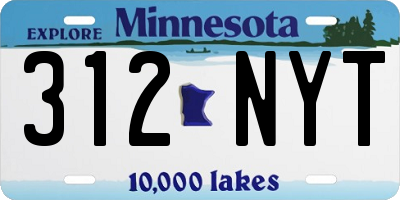 MN license plate 312NYT