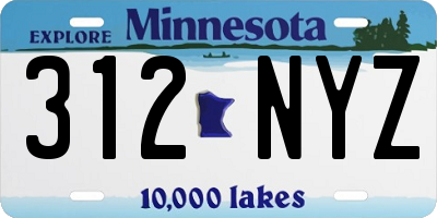 MN license plate 312NYZ