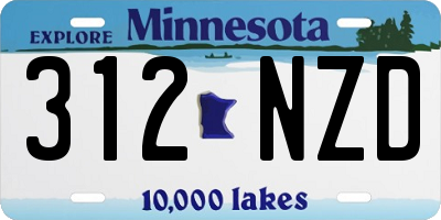 MN license plate 312NZD