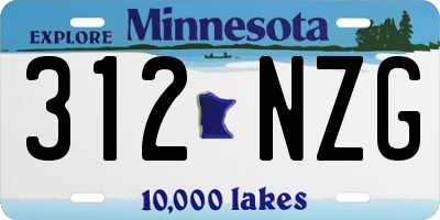 MN license plate 312NZG