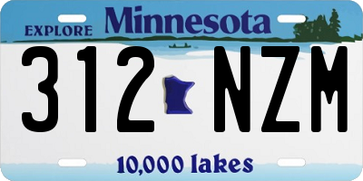 MN license plate 312NZM
