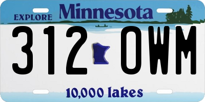 MN license plate 312OWM