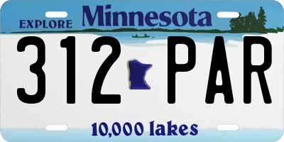 MN license plate 312PAR