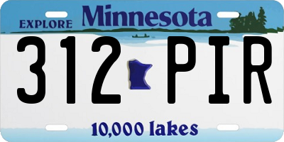 MN license plate 312PIR