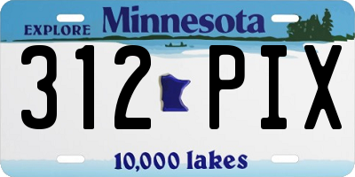 MN license plate 312PIX