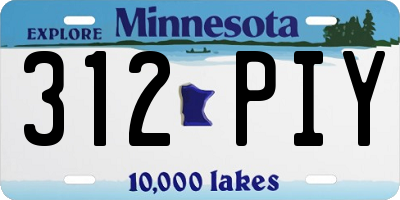 MN license plate 312PIY