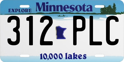 MN license plate 312PLC
