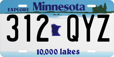 MN license plate 312QYZ