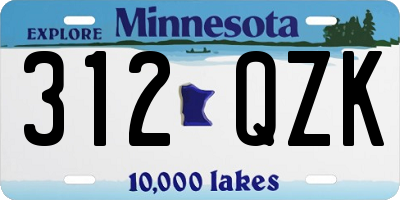 MN license plate 312QZK