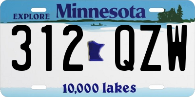 MN license plate 312QZW