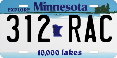 MN license plate 312RAC