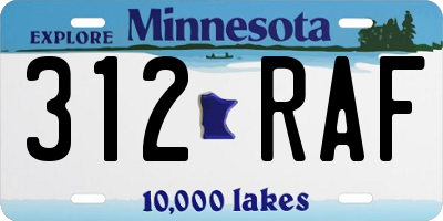 MN license plate 312RAF
