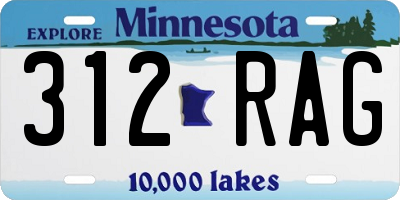 MN license plate 312RAG